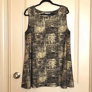 Vivian Wong Gold Black Sleeveless Tank Top, Size XL